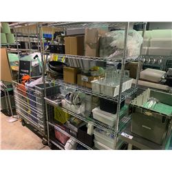 LOT INCLUDING ; BBQ LIGHTERS, GLASS DISHWARE, FRYING PANS, TAKE OUT SUPPLIES, SAFETY EQUIPMENT,