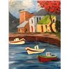 Image 1 : Untitled - by Nancy Hennessy, An idyllic setting of fishing boats near the shore, this view could be
