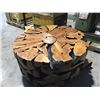 Image 2 : TEAK ROOT COFFEE TABLE 43" DIAMETER - MSRP $2666 (TOP HAS DAMAGE AS NOTED IN PHOTOS)