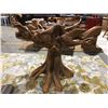 Image 3 : TEAK ROOT DINING TABLE (APPROX 32" H) WITH BEVELED GLASS TOP (APPROX 48" DIAMETER)
