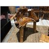 Image 2 : TEAK BURL BENCH (APPROX 28" X 18" SEAT HEIGHT X TOTAL HEIGHT 30")