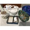 Image 3 : TABLE LOT OF ASSTD HOUSEHOLD ITEMS INCLUDING 2 X ALFRED MEAKIN COVERED BOWLS & PLATTER/MEXICAN WALL