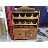 Image 1 : WOODEN 8 BOTTLE WINE RACK WITH 2 DOORS 22" X 12" X 32"