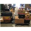 Image 1 : PALLET LOT OF ITEMS. PICTURE FRAMES, SUITCASE, VHS, DVD, SHOULDER HEAT PAD,
