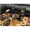 Image 2 : 2 PC SET OF METAL ORNAMENTS. GAS PUMP STYLE CLOCK 14'H, AND RETRO PEDAL BIKE 15.5'H.