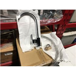 CHROME 13.5  T BASIN FAUCET - BRASS BODY/ZINC HANDLE/CERAMIC CARTRIDGE & 2 X STAINLESS STEEL HOSES