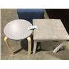 Image 2 : ROUND WOODEN STOOL APPROX 13" D X 18" & MICROFIBER CUSHIONED WOODEN BASE STOOL 13.5" X 16" X  18"