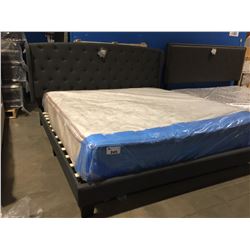 SIGNATURE DESIGN BY ASHLEY KING SIZE DARK GREY UPHOLSTERED  BED FRAME (HEADBOARD/FOOTBOARD/RAILS &