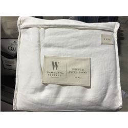 WAMSUTTA VINTAGE KING SIZE RUFFLE DUVET COVER (100% COTTON) - 110  X 96 