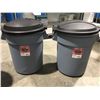 Image 1 : RUBBERMAID ROUGHNECK 20GAL GARBAGE CAN WITH LID X 2 - A