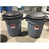 Image 1 : RUBBERMAID ROUGHNECK 20GAL GARBAGE CAN WITH LID X 2 - B