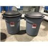Image 1 : RUBBERMAID ROUGHNECK 20GAL GARBAGE CAN WITH LID X 2 - C