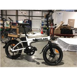 NEW NAKTO 16" WHITE SKYLARK FOLDING E-BIKE, LIGHT-WEIGHT ALUMINUM CONSTRUCTION, 250W, 36V & 10AH  -