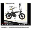 Image 4 : NEW NAKTO 16" WHITE SKYLARK FOLDING E-BIKE, LIGHT-WEIGHT ALUMINUM CONSTRUCTION, 250W, 36V & 10AH  -