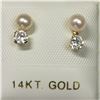 Image 1 : 14K FRESH WATER PEARL CZ EARRINGS