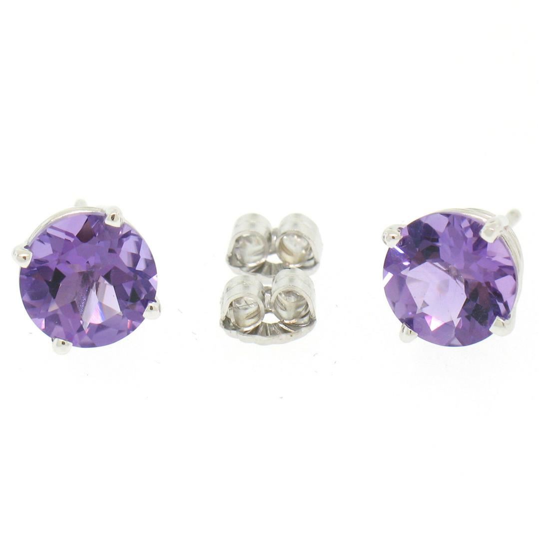 7MM SIMPLE STUD EARRINGS - WHITE main image 1