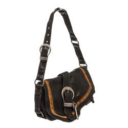 Christian Dior Black Leather Gaucho Double Saddle Bag