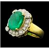 Image 1 : 4.80 ctw Emerald And Diamond Ring - 14KT Yellow Gold With Rhodium Plating