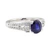 1.98 ctw Sapphire and Diamond Ring - 18KT White Gold