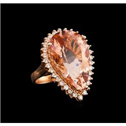 14KT Rose Gold 19.63 ctw GIA Certified Morganite and Diamond Ring