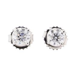 0.92 ctw Diamond Earrings - 14KT White Gold
