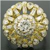 Image 5 : GIA Cert 18K Yellow Gold 5.56 ctw Round & Baguette Diamond Waterfall Cluster Rin