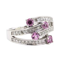 0.90 ctw Pink Sapphire and Diamond Ring - 18KT White Gold