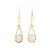 Image 1 : 0.30 ctw Opal French Wire Clip Earrings - 14KT Yellow Gold