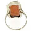 Image 8 : Antique 14kt White Gold Bezel Set Rectangular Carved Shell Cameo Ring