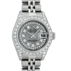 Rolex Ladies Stainless Steel Quickset Meteorite Diamond Lugs Jubilee Datejust Wr