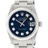 Rolex Womens Midsize 31mm 18K Gold Bezel Blue Diamond Stainless Steel Datejust