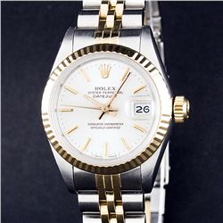 Rolex Ladies 2 Tone 14K Gold White Index 26MM Datejust Wristwatch