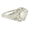 18k White Gold Filigree 0.41 ctw European Cut Diamond Ring