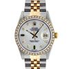 Rolex Mens 2 Tone 14K Mother Of Pearl Diamond 36MM Datejust Wristwatch