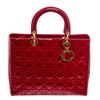 Christian Dior Red Quilted Cannage Leather Large Lady Dior Bag