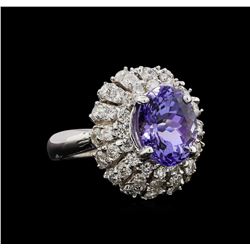 14KT White Gold 4.02 ctw Tanzanite and Diamond Ring