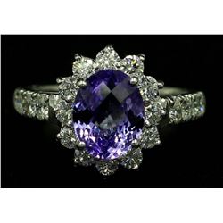 2.12 ctw Tanzanite and Diamond Ring - 14KT White Gold