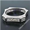 Image 3 : 14kt White Gold 0.71 ctw Princess and Round Diamond Squared Band Ring