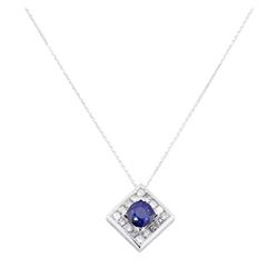 2.55 ctw Blue Sapphire And Diamond Pendant And Chain - 14KT White Gold