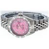 Image 4 : Rolex Ladies Stainless Steel Pink Pyramid Diamond Datejust Wristwatch