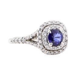 1.44 ctw Sapphire And Diamond Ring - 14KT White Gold