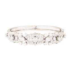 4.25 ctw Diamond Bangle Bracelet - 14KT White Gold