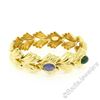 Image 4 : 14kt Yellow Gold 6.81 ctw Multi Gemstone Ribbed Wide Leaf Chain Bracelet