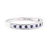 Image 1 : 0.20 ctw Sapphire and Diamond Straight-Line Double Milgrain Band - 10KT White Go