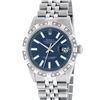 Rolex Mens Stainless Steel 36MM Blue Index Diamond Datejust Wristwatch