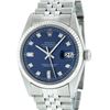 Rolex Mens Stainless Blue Diamond 36MM Datejust Wristwatch