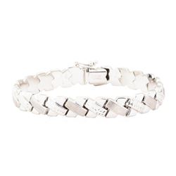 Textured "X" Motif Bracelet - 14KT White Gold