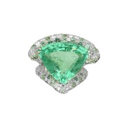 GIA 15.56ct Natural Paraiba Tourmaline 18K White Gold Ring