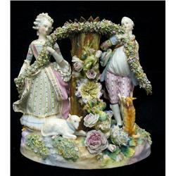 Meissen type porcelain double figural l