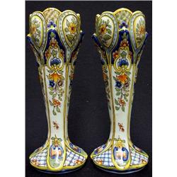 A pair of French faience vases; scallop